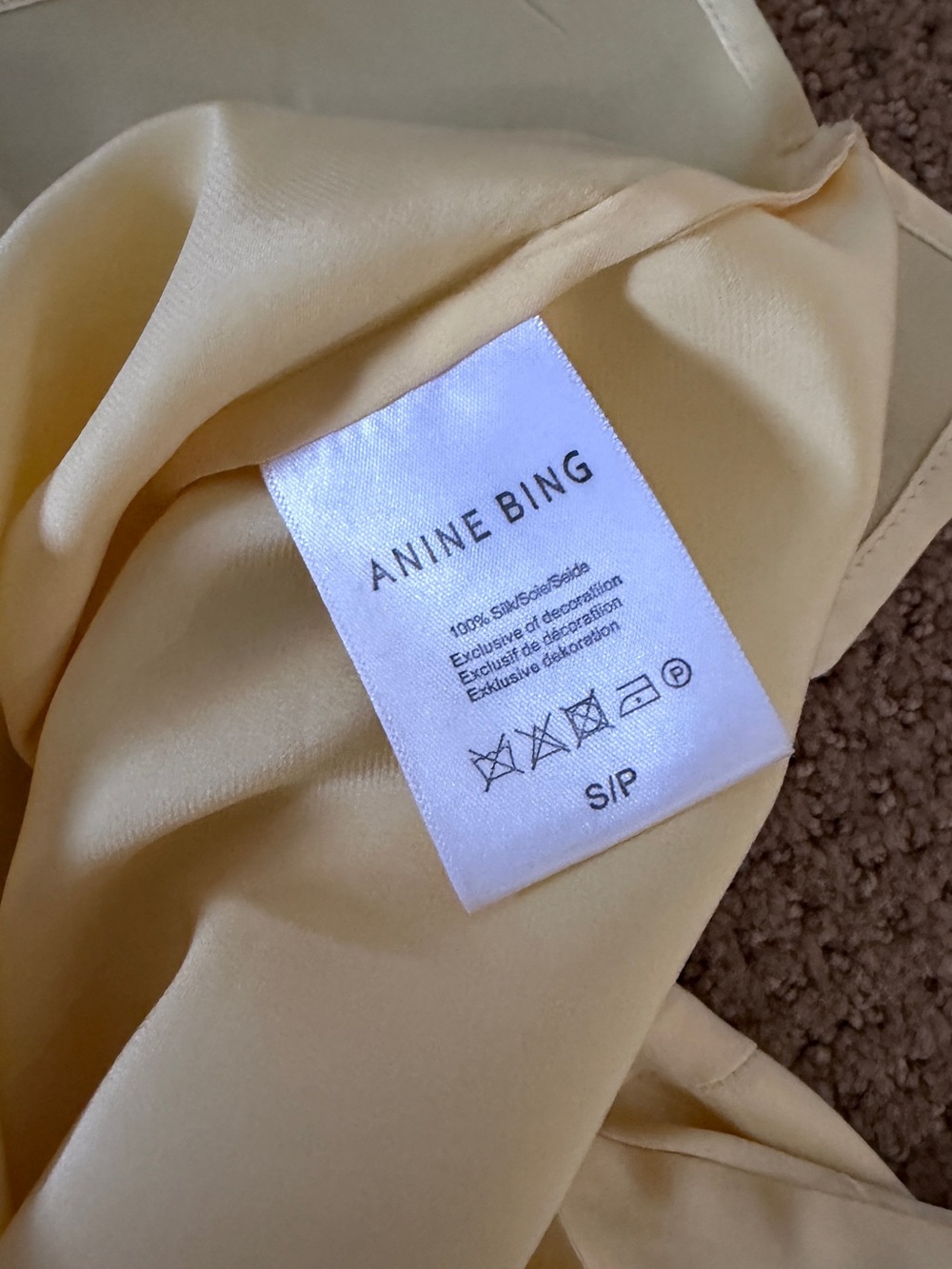 Anine Bing Yellow Satin Lace Trim Camisole - Picture 3 of 3